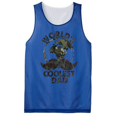 Worlds Coolest Dad Funny Fathers Day Funny Gift Mesh Reversible Basketball Jersey Tank