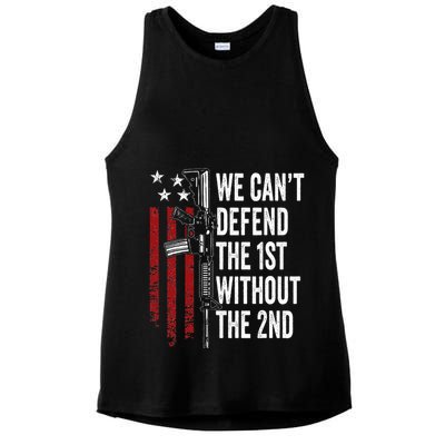 We CanT Defend The 1st Without The 2nd Amendment Ladies PosiCharge Tri-Blend Wicking Tank