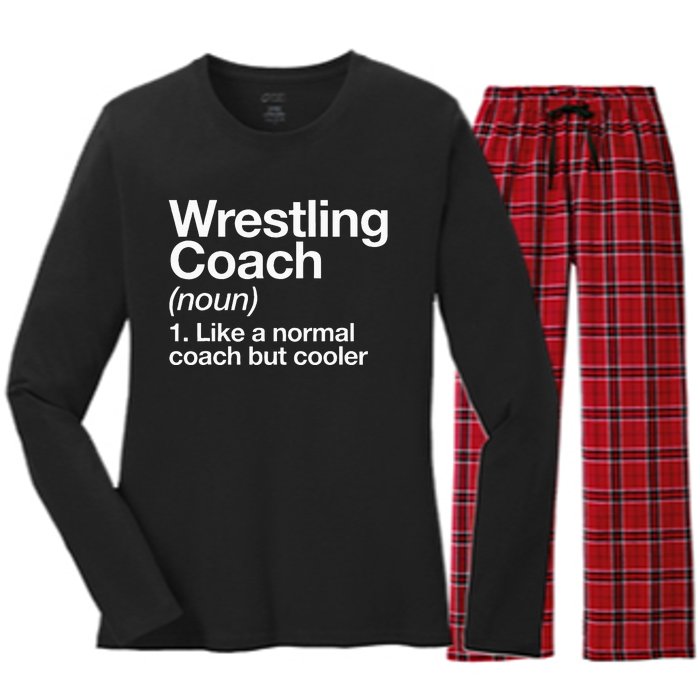 Wrestling Coach Definition Funny Sports Trainer Instructor Women's Long Sleeve Flannel Pajama Set 