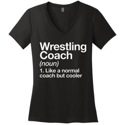 Wrestling Coach Definition Funny Sports Trainer Instructor Women's V-Neck T-Shirt