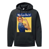 We Can Do It Rosie The Riveter Feminist Wwii Rosey Rosy Performance Fleece Hoodie