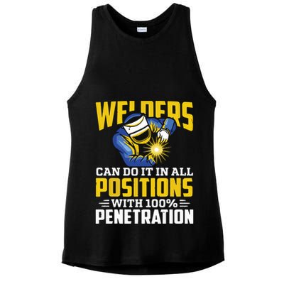 Welders Can Do It In All Positions – Funny Welder Worker Ladies PosiCharge Tri-Blend Wicking Tank