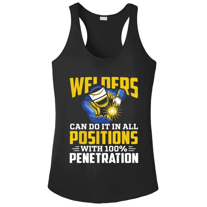 Welders Can Do It In All Positions – Funny Welder Worker Ladies PosiCharge Competitor Racerback Tank