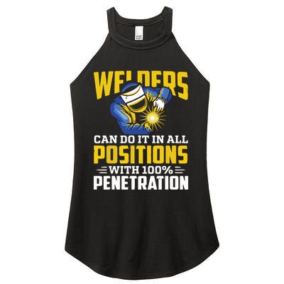 Welders Can Do It In All Positions – Funny Welder Worker Women's Perfect Tri Rocker Tank