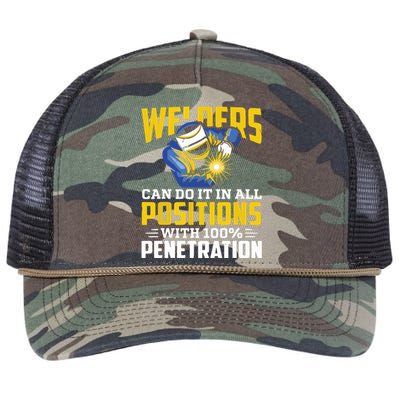 Welders Can Do It In All Positions – Funny Welder Worker Retro Rope Trucker Hat Cap