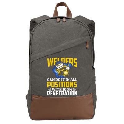 Welders Can Do It In All Positions – Funny Welder Worker Cotton Canvas Backpack