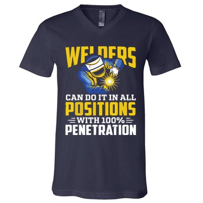 Welders Can Do It In All Positions – Funny Welder Worker V-Neck T-Shirt