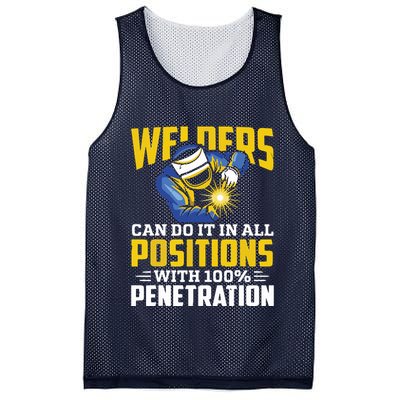 Welders Can Do It In All Positions – Funny Welder Worker Mesh Reversible Basketball Jersey Tank