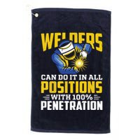 Welders Can Do It In All Positions – Funny Welder Worker Golf Towel