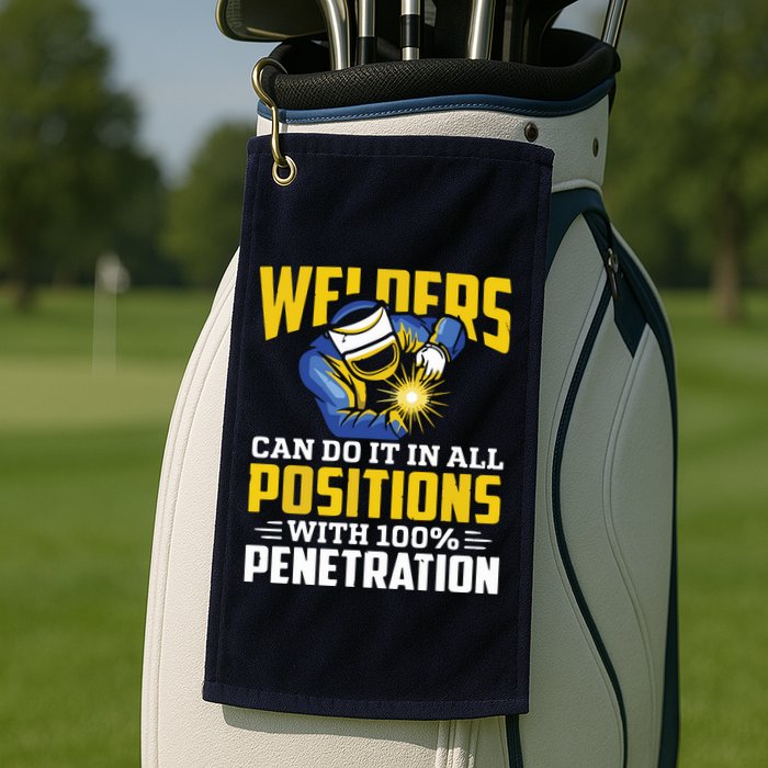 Welders Can Do It In All Positions – Funny Welder Worker Golf Towel