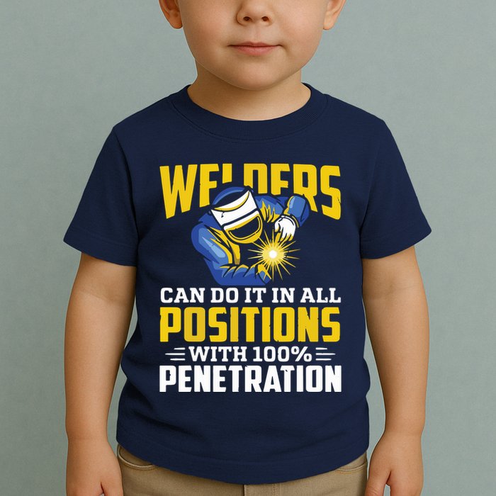 Welders Can Do It In All Positions – Funny Welder Worker Toddler T-Shirt