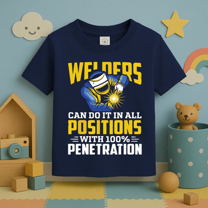 Welders Can Do It In All Positions – Funny Welder Worker Toddler T-Shirt
