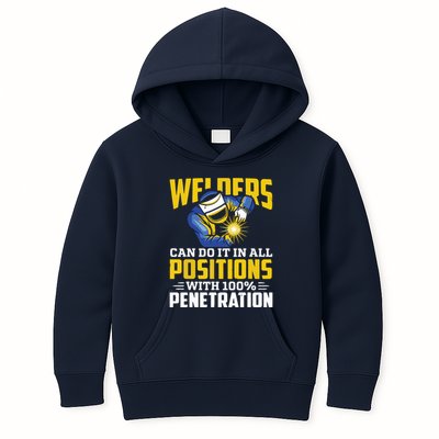 Welders Can Do It In All Positions – Funny Welder Worker Kids Hoodie
