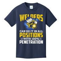 Welders Can Do It In All Positions – Funny Welder Worker Kids T-Shirt