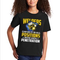 Welders Can Do It In All Positions – Funny Welder Worker Kids T-Shirt