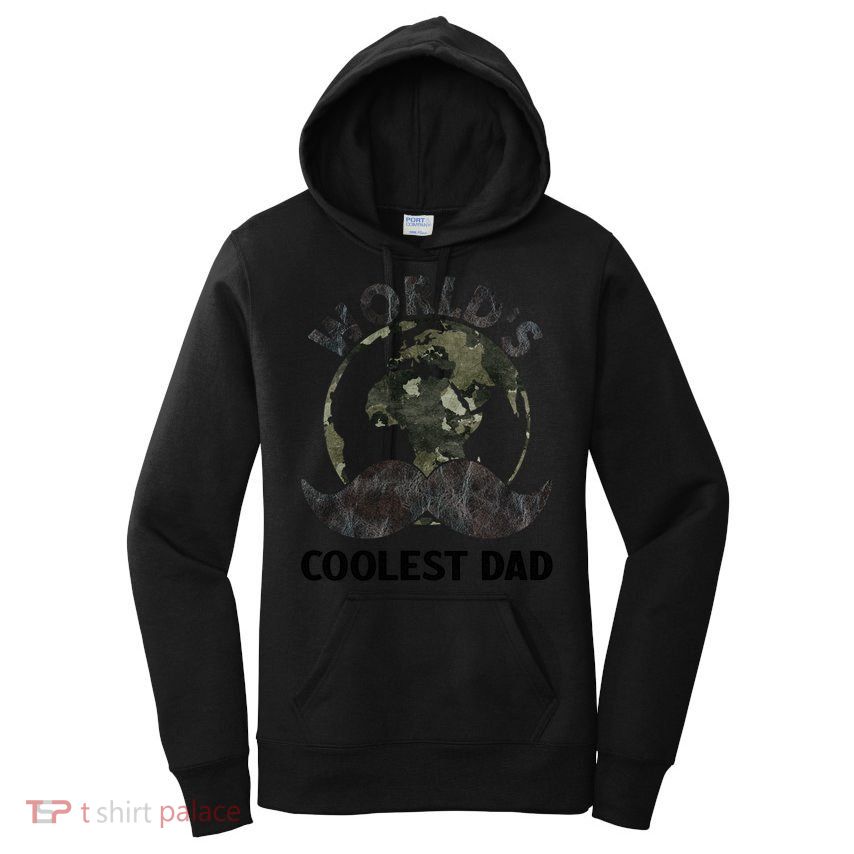 Worlds Coolest Dad Moustache Fathers Day Papa Daddy Gift Women's Pullover Hoodie