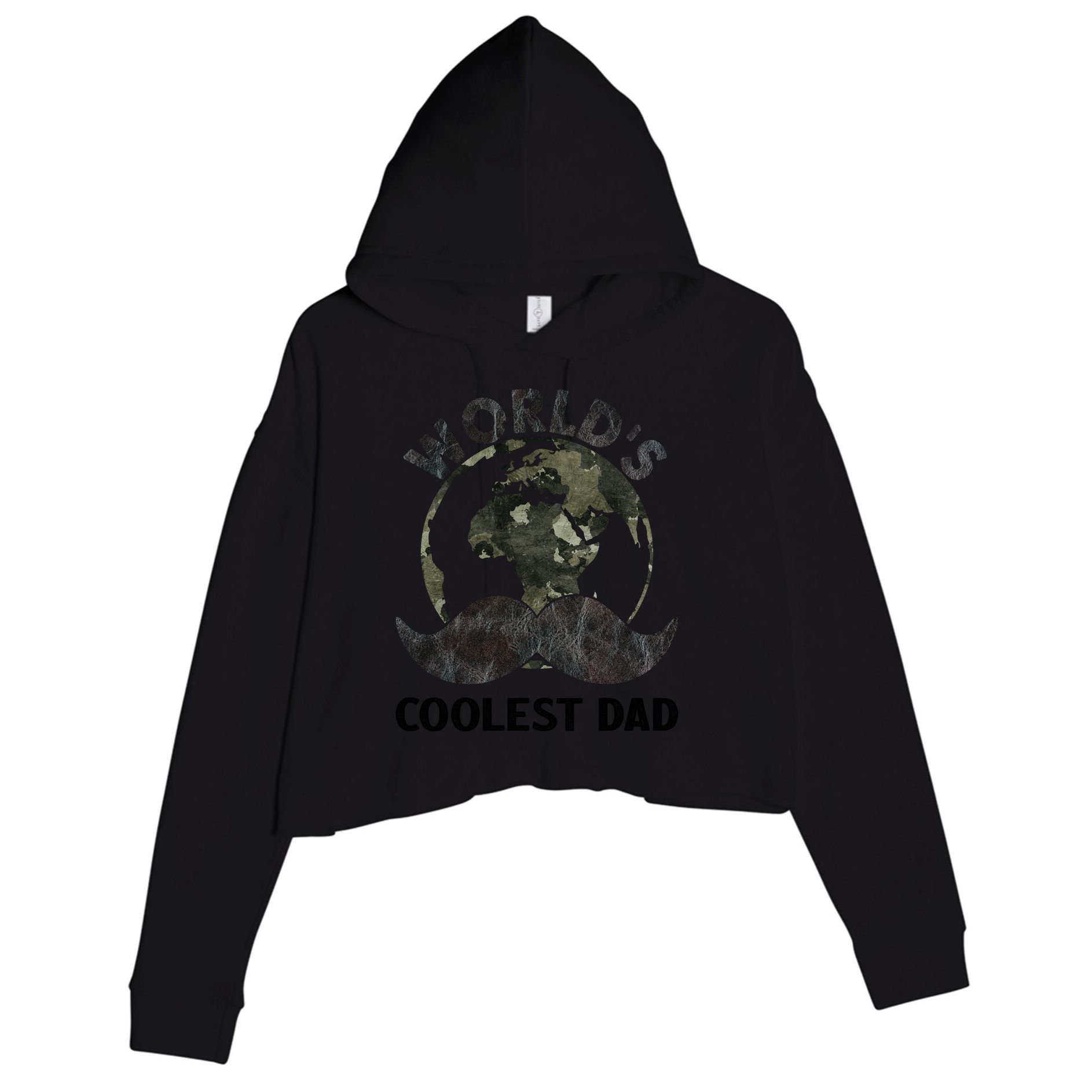 Worlds Coolest Dad Moustache Fathers Day Papa Daddy Gift Crop Fleece Hoodie