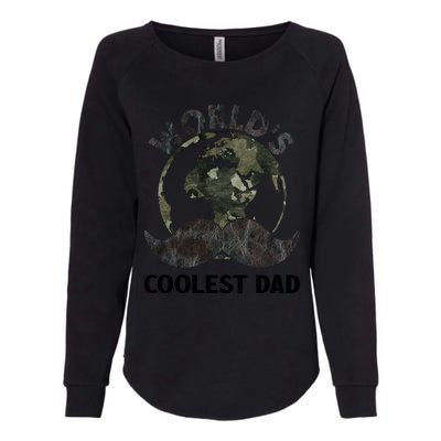 Worlds Coolest Dad Moustache Fathers Day Papa Daddy Gift Womens California Wash Sweatshirt