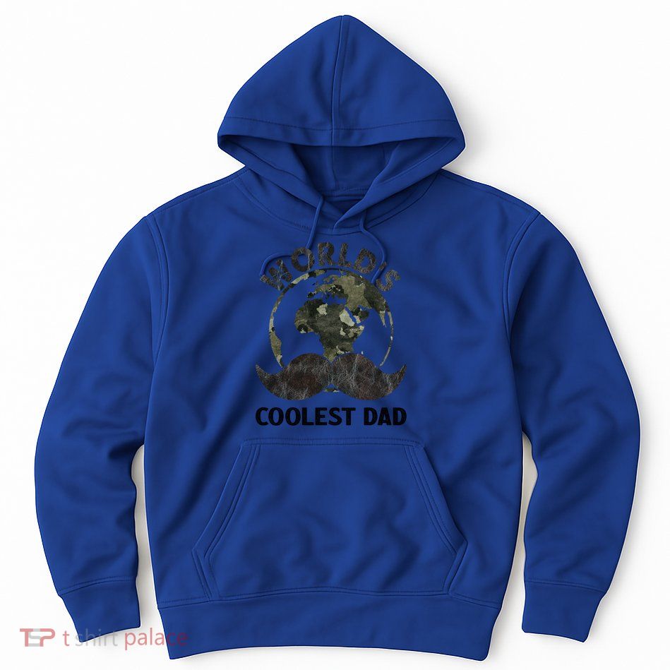 Worlds Coolest Dad Moustache Fathers Day Papa Daddy Gift Hoodie