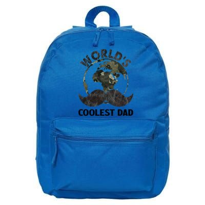Worlds Coolest Dad Moustache Fathers Day Papa Daddy Gift 16 in Basic Backpack