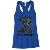 Worlds Coolest Dad Moustache Fathers Day Papa Daddy Gift Women's Racerback Tank