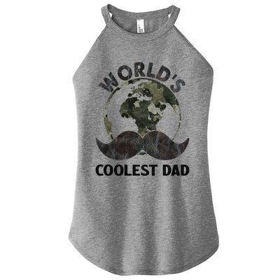 Worlds Coolest Dad Moustache Fathers Day Papa Daddy Gift Women’s Perfect Tri Rocker Tank