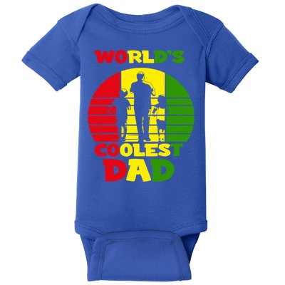 Worlds Coolest Dad Rasta Rastafari Reggae Fathers Day Meaningful Gift Baby Bodysuit