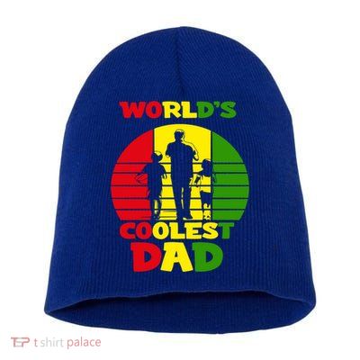 Worlds Coolest Dad Rasta Rastafari Reggae Fathers Day Meaningful Gift Short Acrylic Beanie