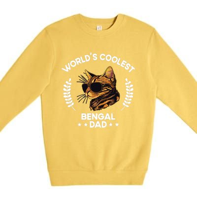 WorldS Coolest Dog Dad Papa Bengal Cat Premium Crewneck Sweatshirt