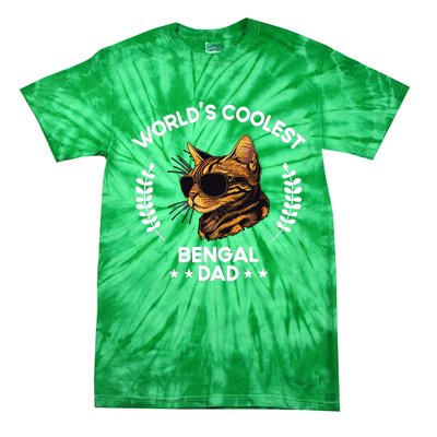 WorldS Coolest Dog Dad Papa Bengal Cat Tie-Dye T-Shirt