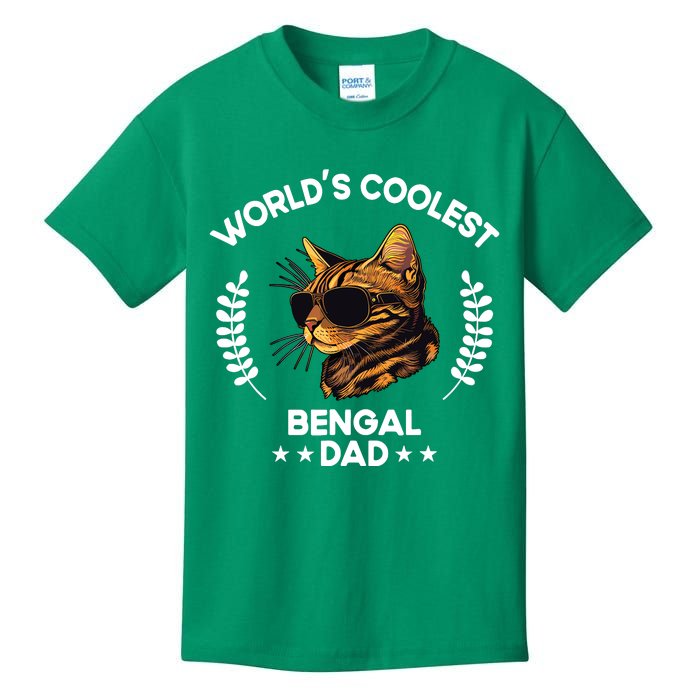 WorldS Coolest Dog Dad Papa Bengal Cat Kids T-Shirt