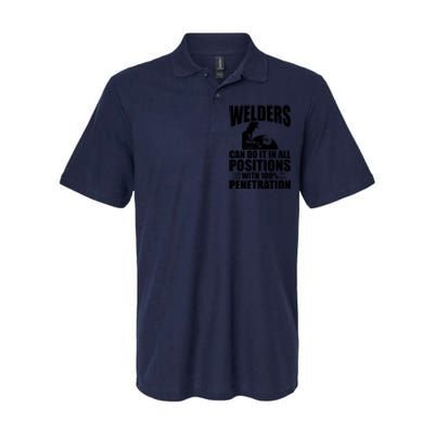 Welders Can Do It In All Positions Funny Welder Softstyle Adult Sport Polo