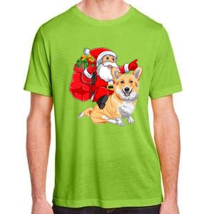 Welsh Corgi Dog Lover Santa Riding Welsh Corgi Christmas Great Gift Adult ChromaSoft Performance T-Shirt