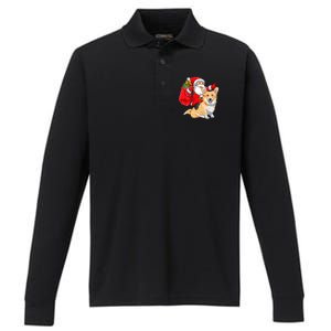 Welsh Corgi Dog Lover Santa Riding Welsh Corgi Christmas Great Gift Performance Long Sleeve Polo