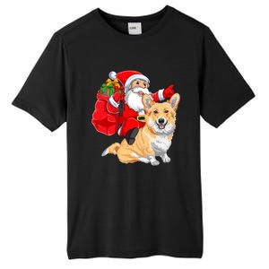 Welsh Corgi Dog Lover Santa Riding Welsh Corgi Christmas Great Gift Tall Fusion ChromaSoft Performance T-Shirt