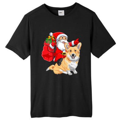 Welsh Corgi Dog Lover Santa Riding Welsh Corgi Christmas Great Gift Tall Fusion ChromaSoft Performance T-Shirt