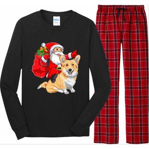 Welsh Corgi Dog Lover Santa Riding Welsh Corgi Christmas Great Gift Long Sleeve Pajama Set