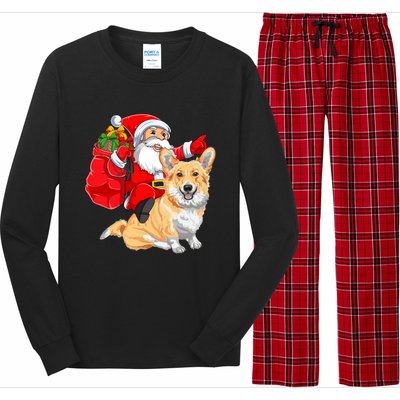 Welsh Corgi Dog Lover Santa Riding Welsh Corgi Christmas Great Gift Long Sleeve Pajama Set