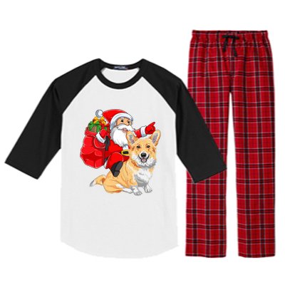 Welsh Corgi Dog Lover Santa Riding Welsh Corgi Christmas Great Gift Raglan Sleeve Pajama Set