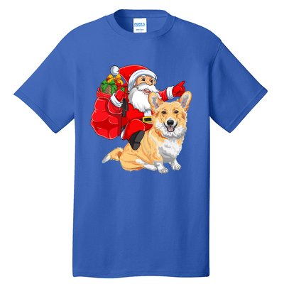 Welsh Corgi Dog Lover Santa Riding Welsh Corgi Christmas Great Gift Tall T-Shirt