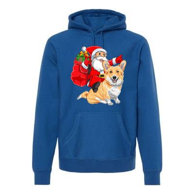 Welsh Corgi Dog Lover Santa Riding Welsh Corgi Christmas Great Gift Premium Hoodie