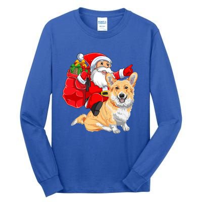 Welsh Corgi Dog Lover Santa Riding Welsh Corgi Christmas Great Gift Tall Long Sleeve T-Shirt