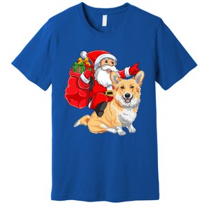 Welsh Corgi Dog Lover Santa Riding Welsh Corgi Christmas Great Gift Premium T-Shirt