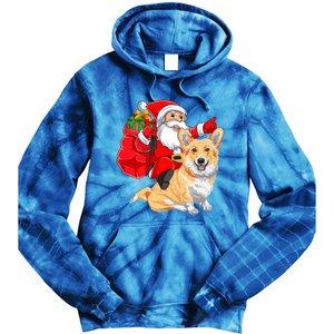 Welsh Corgi Dog Lover Santa Riding Welsh Corgi Christmas Great Gift Tie Dye Hoodie