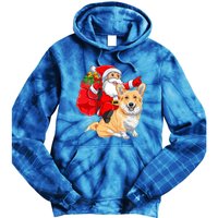 Welsh Corgi Dog Lover Santa Riding Welsh Corgi Christmas Great Gift Tie Dye Hoodie