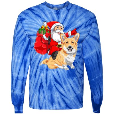 Welsh Corgi Dog Lover Santa Riding Welsh Corgi Christmas Great Gift Tie-Dye Long Sleeve Shirt