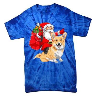 Welsh Corgi Dog Lover Santa Riding Welsh Corgi Christmas Great Gift Tie-Dye T-Shirt