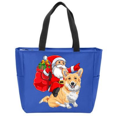 Welsh Corgi Dog Lover Santa Riding Welsh Corgi Christmas Great Gift Zip Tote Bag