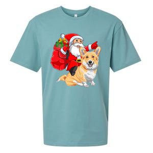 Welsh Corgi Dog Lover Santa Riding Welsh Corgi Christmas Great Gift Sueded Cloud Jersey T-Shirt