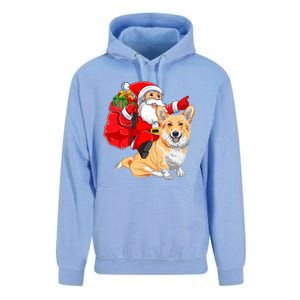 Welsh Corgi Dog Lover Santa Riding Welsh Corgi Christmas Great Gift Unisex Surf Hoodie